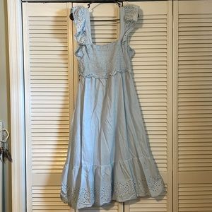 Lauren Conrad Flutter Sleeve Open Back Blue Dress
